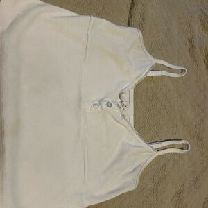 White Women's Ribbed Tank Top with Button Front